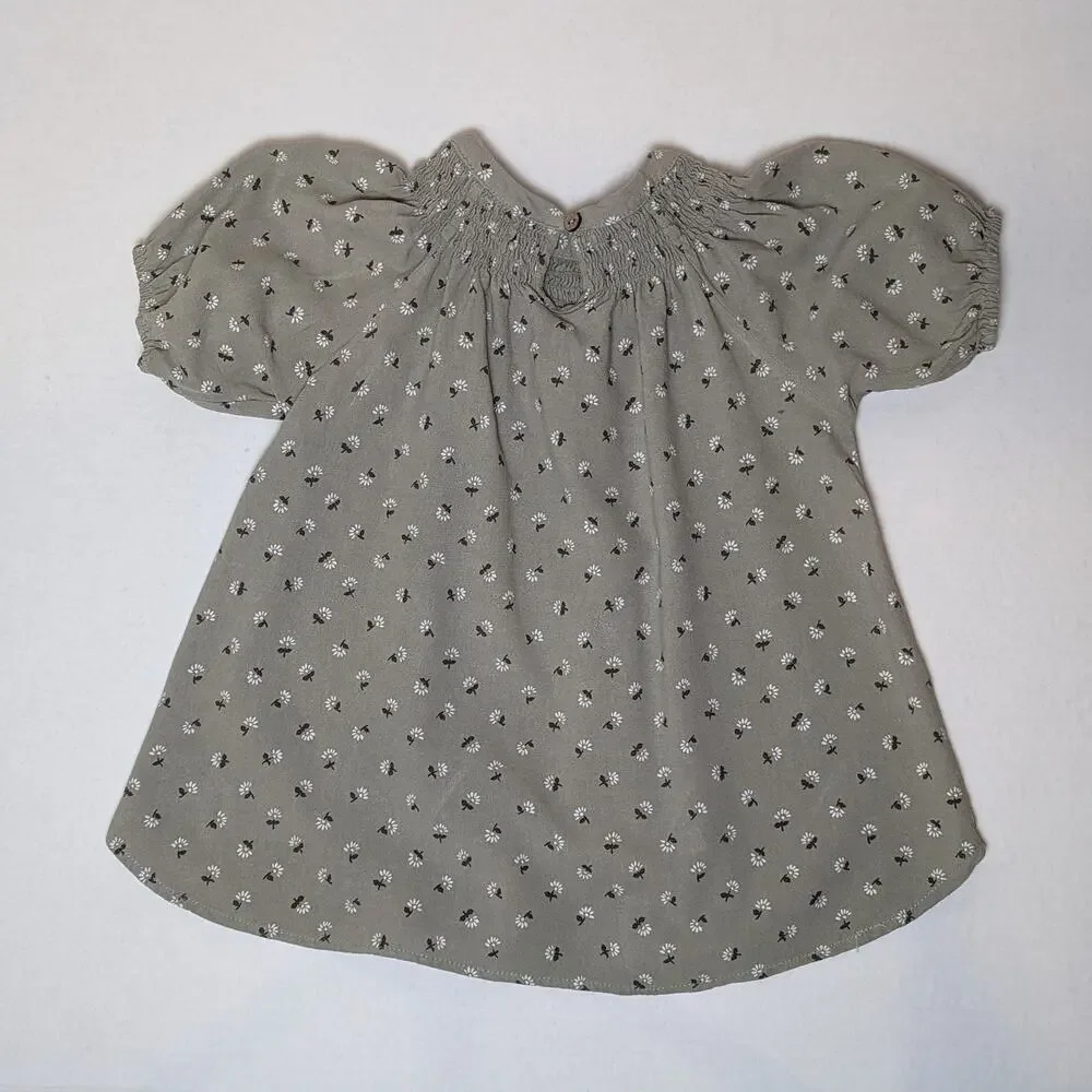 Rylee & Cru Kyleen Dress Scatter & Matching Bows Size 18/24m Laurel Green Color